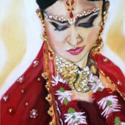 ethnic art painting_indianbride_wedding_ov
